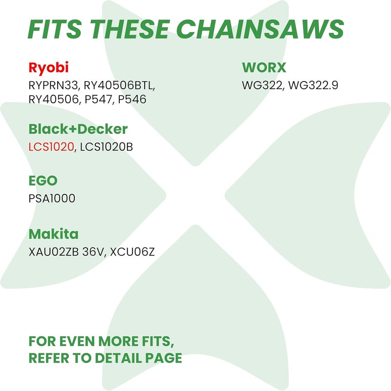Byane Carbide Chainsaw Chain 10 Inch, 3/8" LP Pitch, 043" Gauge, 40 Drive Links, Fits Milwaukee M18 FUEL Pole Saw, Ryobi P546, Worx WG322, LCS1020, CMCCS610D1 - R40 (1 Chain) - Image 4